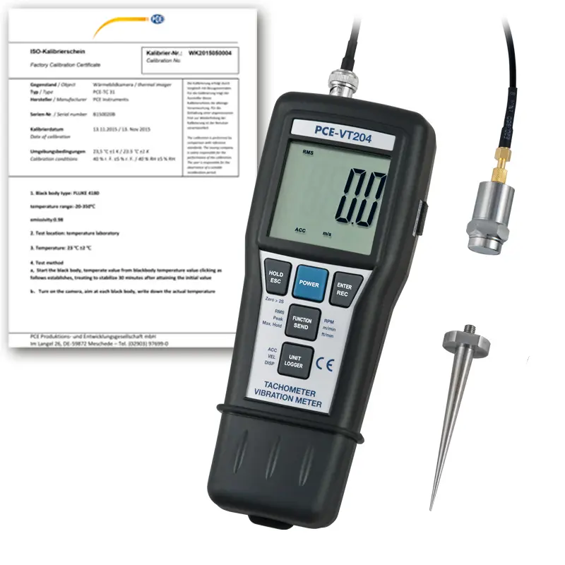 Accelerometer PCE-VT 204-ICA incl. ISO Calibration Certificate Accelerometer PCE-VT 204-ICA incl. ISO Calibration Certificate