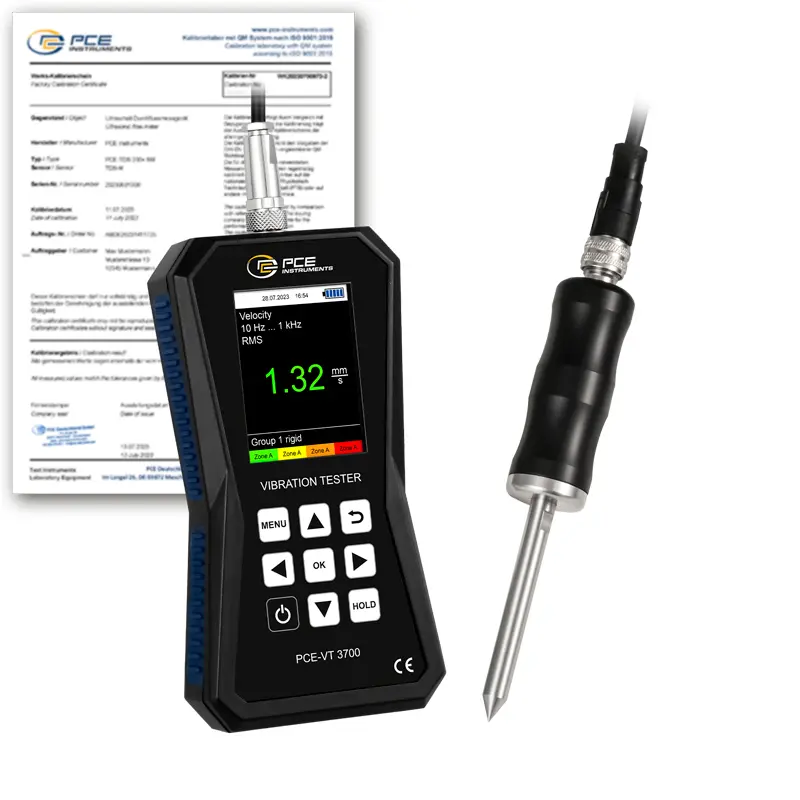 Accelerometer PCE-VT 3700S-ICA incl. ISO Calibration Certificate Accelerometer PCE-VT 3700S-ICA incl. ISO Calibration Certificate