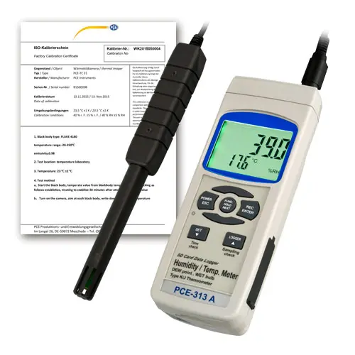 Air Humidity Meter PCE-313A-ICA incl. ISO Calibration Certificate Air Humidity Meter PCE-313A-ICA incl. ISO Calibration Certificate