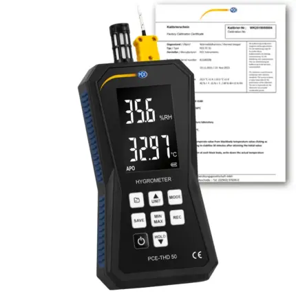 Air Humidity Meter PCE-THD 50-ICA incl. ISO Calibration Certificate