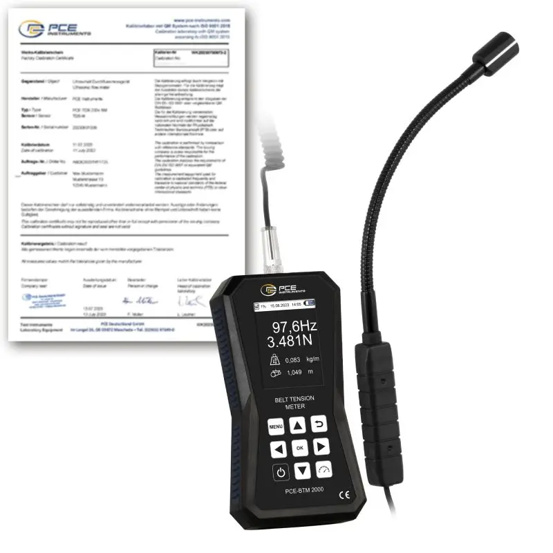 Belt Tension Meter PCE-BTM 2000L-ICA incl. ISO Calibration Certificate Belt Tension Meter PCE-BTM 2000L-ICA incl. ISO Calibration Certificate