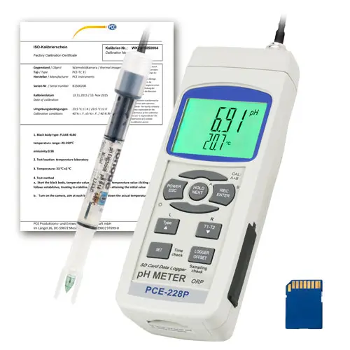 Cosmetics pH Meter PCE-228P-ICA incl. ISO calibration certificate Cosmetics pH Meter PCE-228P-ICA incl. ISO calibration certificate