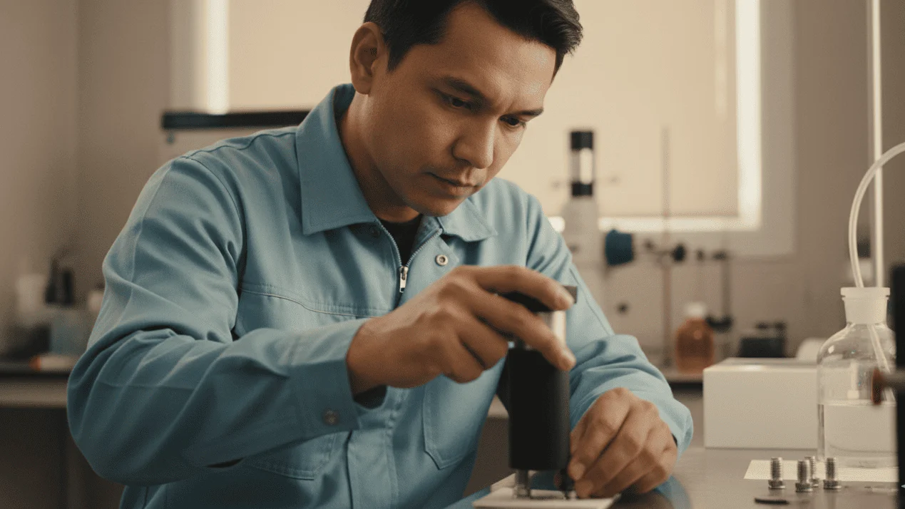 Tensile Adhesion Tester NOVOTEST AC-1 - alat uji adhesi lapisan dengan penarik kawat dan skala pengukuran.