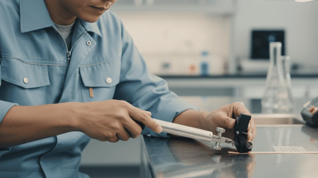 Peel Adhesion Tester NOVOTEST AP-1M - alat penguji adhesi lapisan dengan unit digital dan dolly logam.