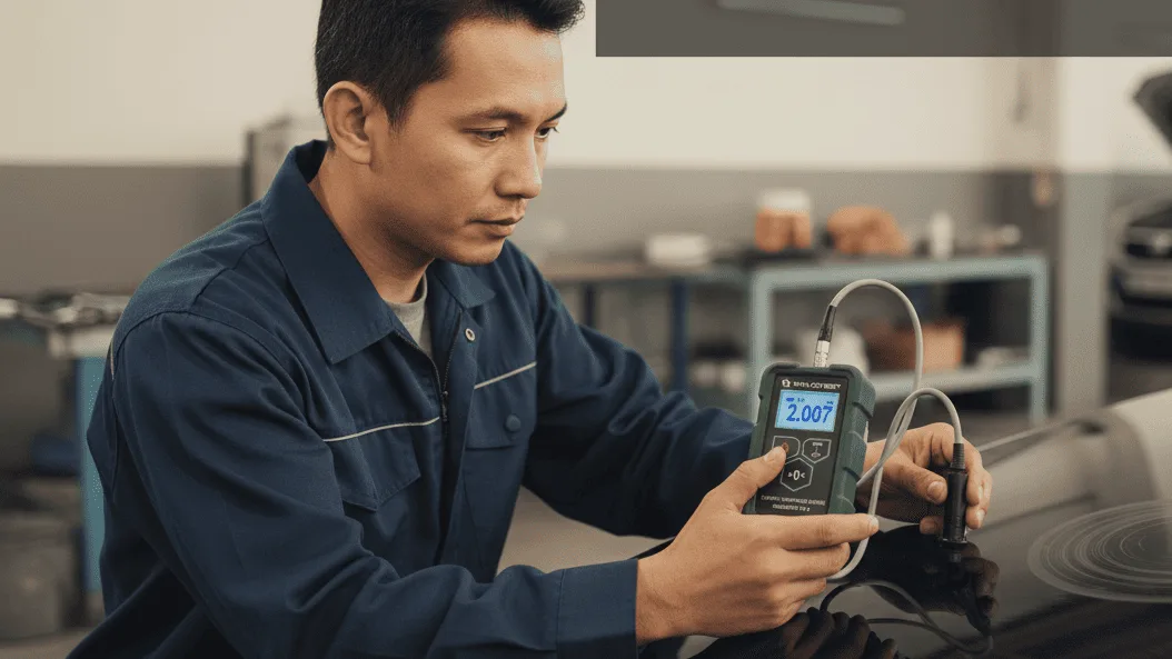 Uji Adhesi Coating cegah peeling pada lapisan zinc menggunakan coating thickness gauge novotest tp-1m