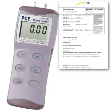 Differential Pressure Manometer PCE-P30-ICA Incl. ISO Calibration Certificate
