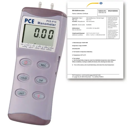 Differential Pressure Manometer PCE-P50-ICA Incl. ISO Calibration Certificate Differential Pressure Manometer PCE-P50-ICA Incl. ISO Calibration Certificate