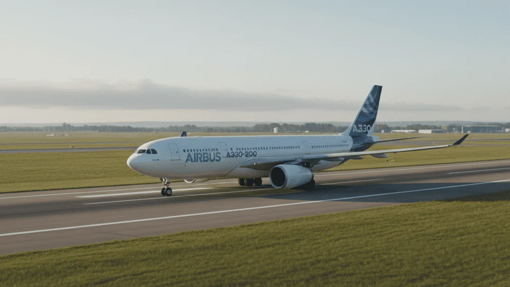 Insiden penerbangan memeriksa bilah turbin mesin pesawat dengan alat uji ultrasonik di hanggar, mencerminkan peran NDT dalam keselamatan penerbangan.