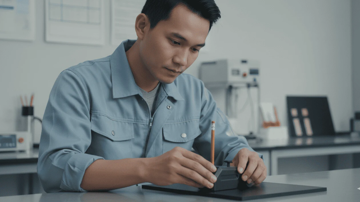 Pencil Coating Hardness Tester NOVOTEST TPK-1 - alat portabel untuk menguji kekerasan lapisan dengan pensil di permukaan logam.