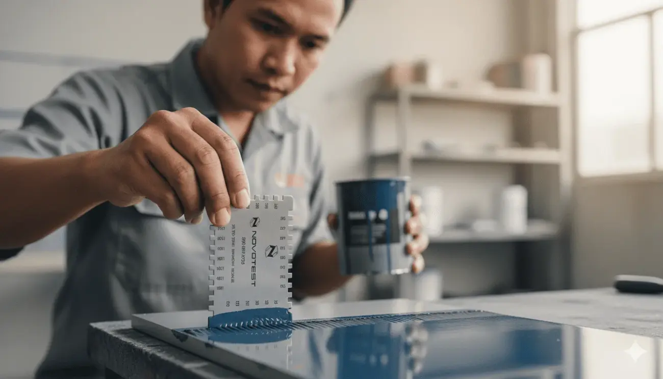 Wet Film Combs NOVOTEST - Alat pengukur ketebalan lapisan basah portabel dengan combs dan layar LCD digital
