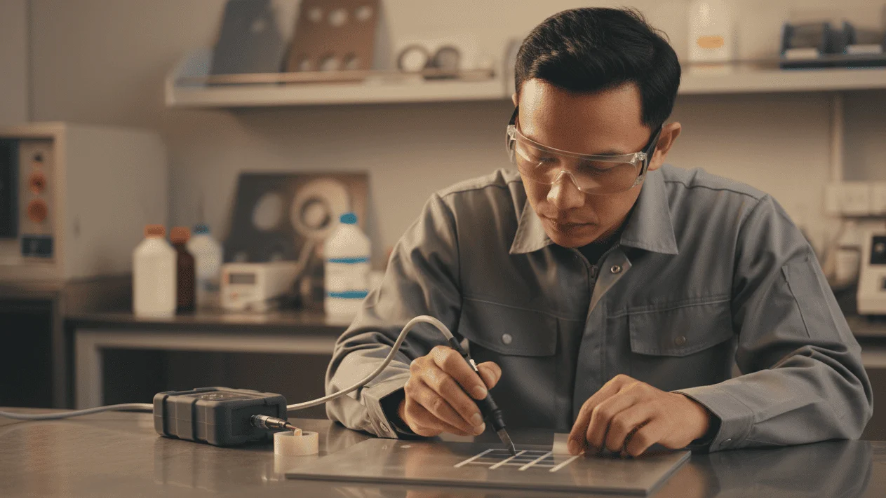 Pengukuran Ketebalan Coating untuk mendeteksi defect jet lines dalam proses coating