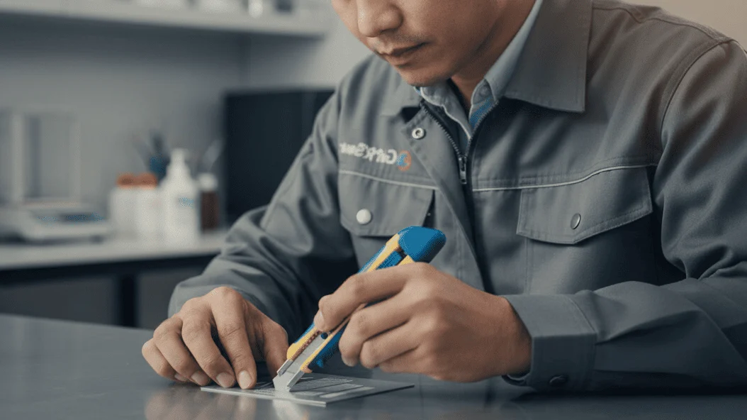 Cross Hatch Adhesion Plate NOVOTEST AH-AR - alat uji adhesi coating dengan pola grid logam dan pegangan.