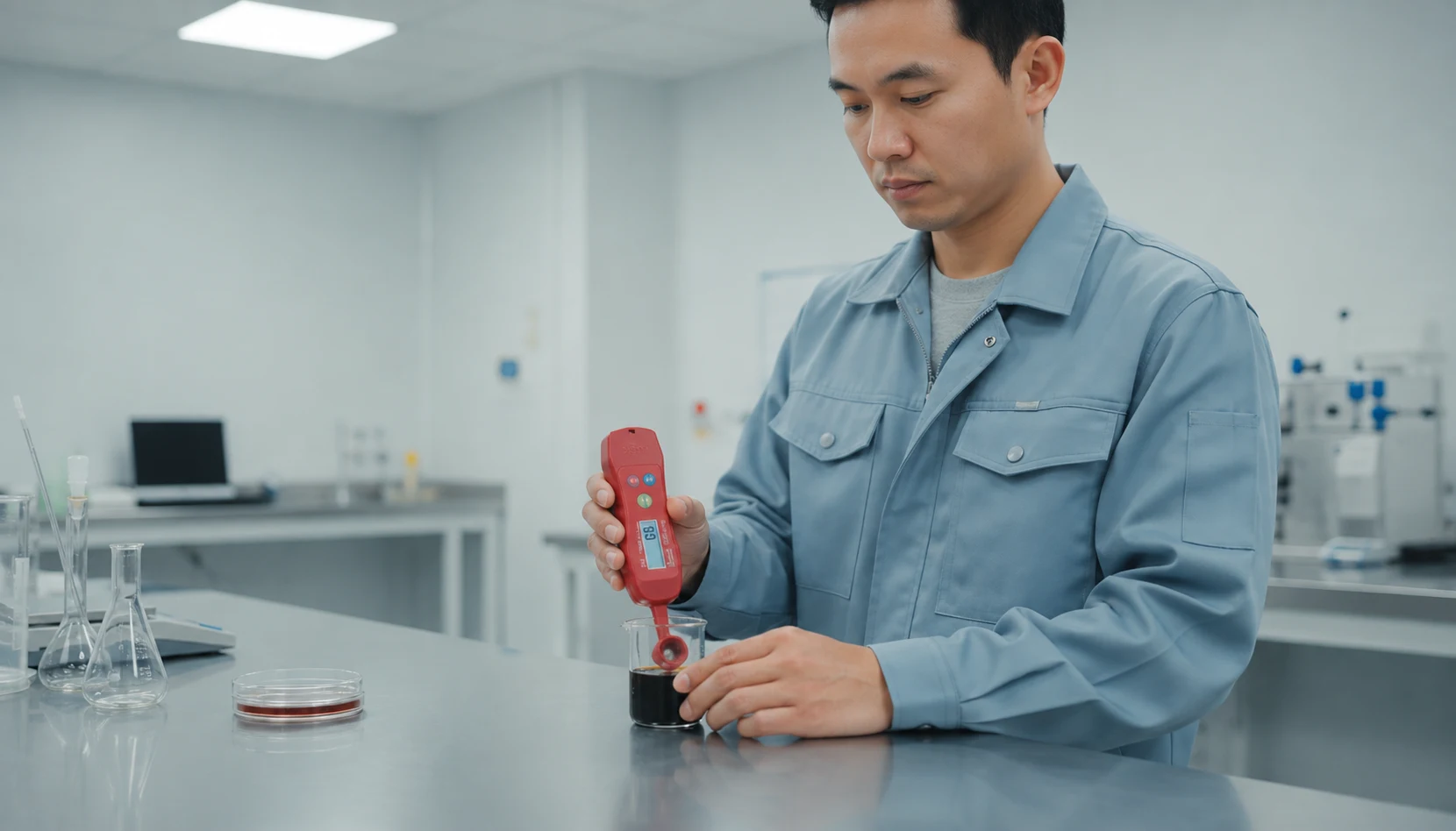 Aqua-Boy GMK 525N Alat Ukur Kadar Garam Digital - tampilan alat dengan layar digital dan probe logam untuk uji garam.
