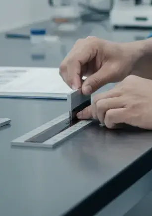 Grindometer NOVOTEST GD-1 - blok logam dengan alur dan skala ukur untuk uji kehalusan partikel