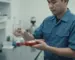 Aqua-Boy GMK 545A - Alat ukur kadar garam digital portabel dengan layar LCD, tombol, dan probe.