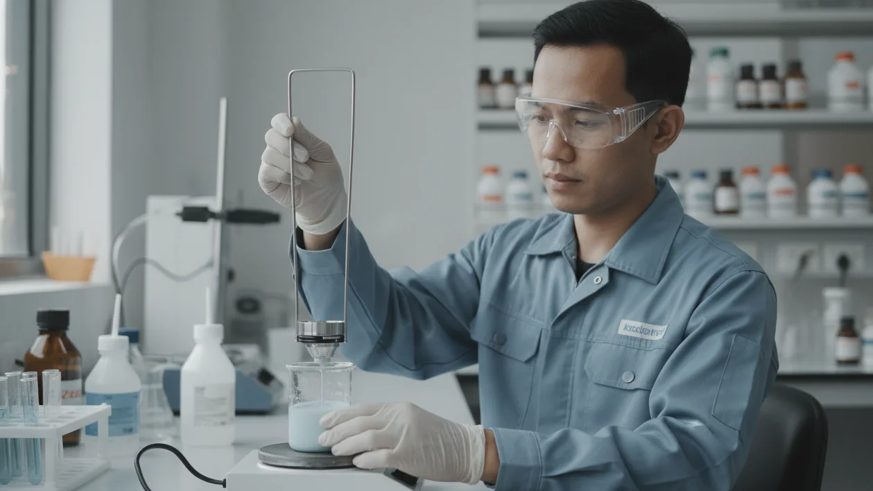 Submersible Viscosity Flow Cup NOVOTEST VZ-246P - Cawan logam dengan gagang untuk uji viskositas cat secara submersible.