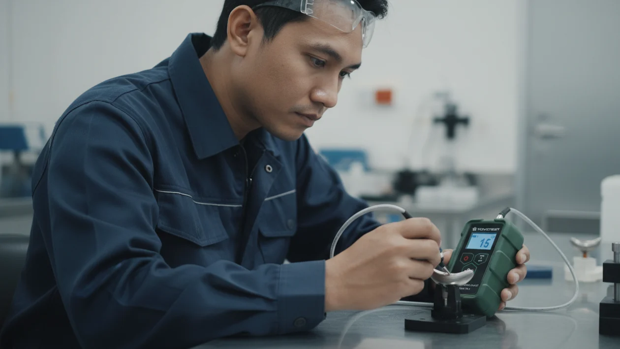 Digital Surface Profile Gauge NOVOTEST SP-1M - Alat ukur kekasaran permukaan implan melengkung dengan probe adaptif.
