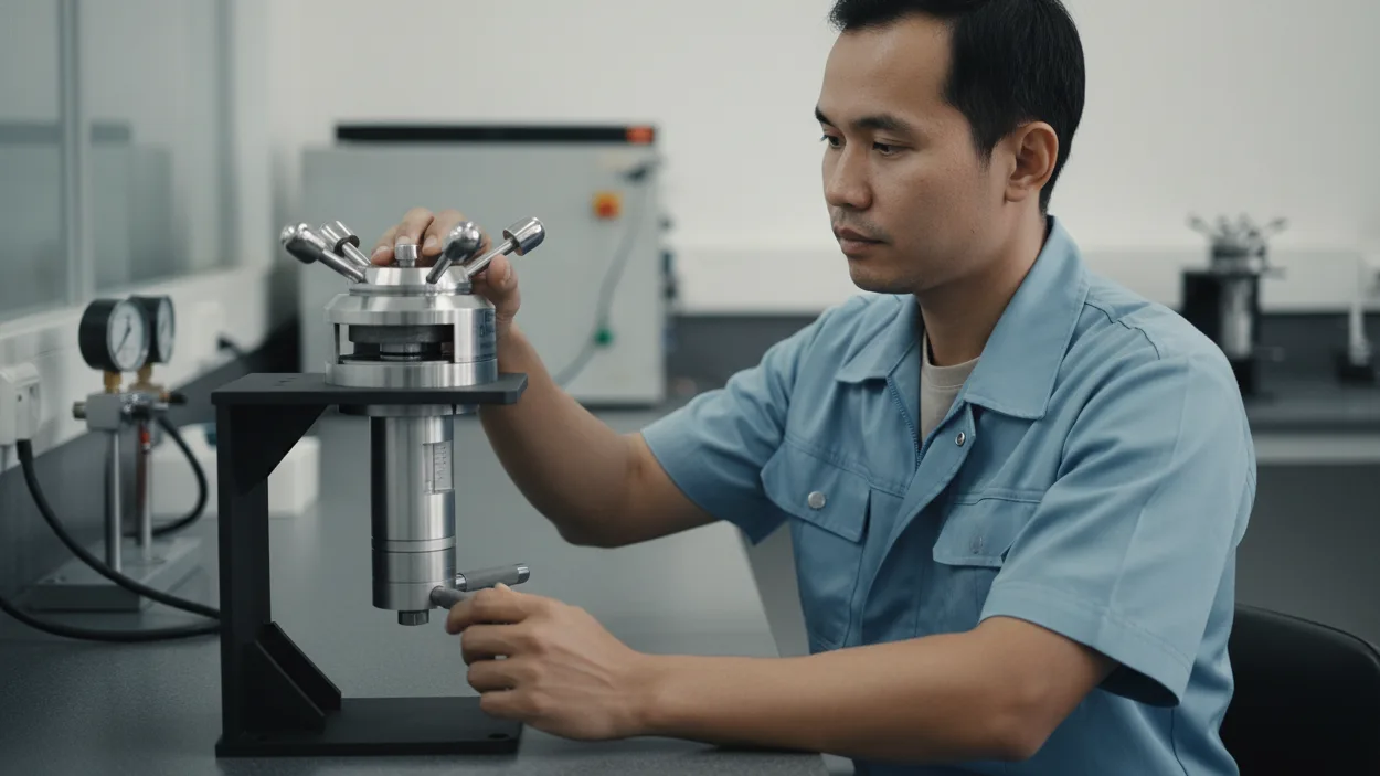 Erichsen Cupping Tester NOVOTEST ShE-1 - alat uji durabilitas coating dengan indentasi pada pelat logam